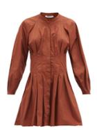 Matchesfashion.com Three Graces London - Viola Pleated Cotton-poplin Mini Dress - Womens - Red