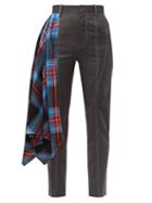 Matchesfashion.com Charles Jeffrey Loverboy - Draped Tartan Wool Tailored Trousers - Womens - Grey Multi