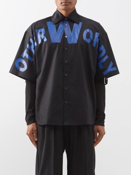 Walter Van Beirendonck - Other Worldly-print Cotton-poplin Shirt - Mens - Black Blue