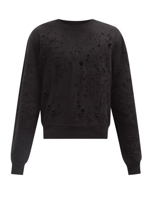 Matchesfashion.com Amiri - Shotgun Distressed Cotton-jersey Sweatshirt - Mens - Black