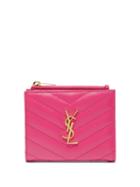 Saint Laurent - Ysl-logo Quilted-leather Bifold Wallet - Womens - Fuchsia