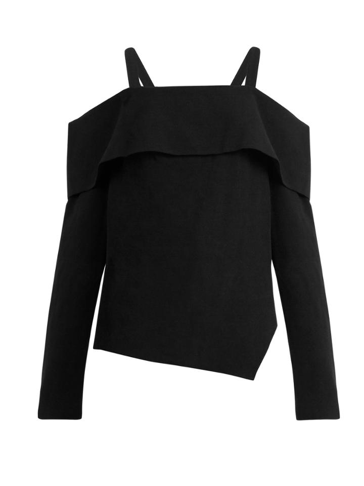 Tibi Cold-shoulder Asymmetric Crepe Top