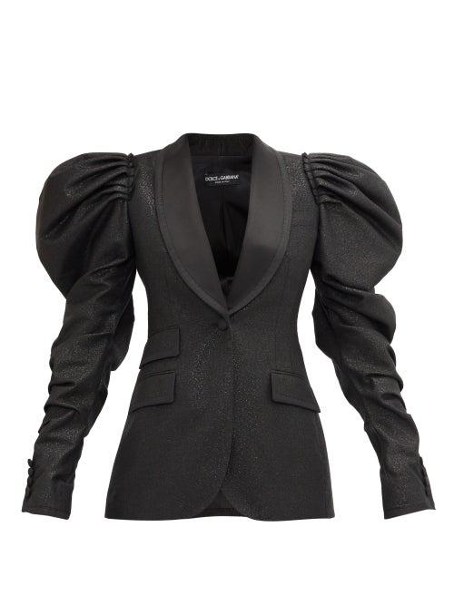 Matchesfashion.com Dolce & Gabbana - Puff-sleeve Single-breasted Metallic-tweed Jacket - Womens - Black