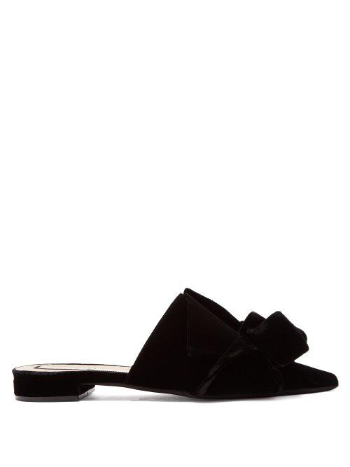 Matchesfashion.com No. 21 - Velvet Knot Front Backless Loafers - Womens - Black