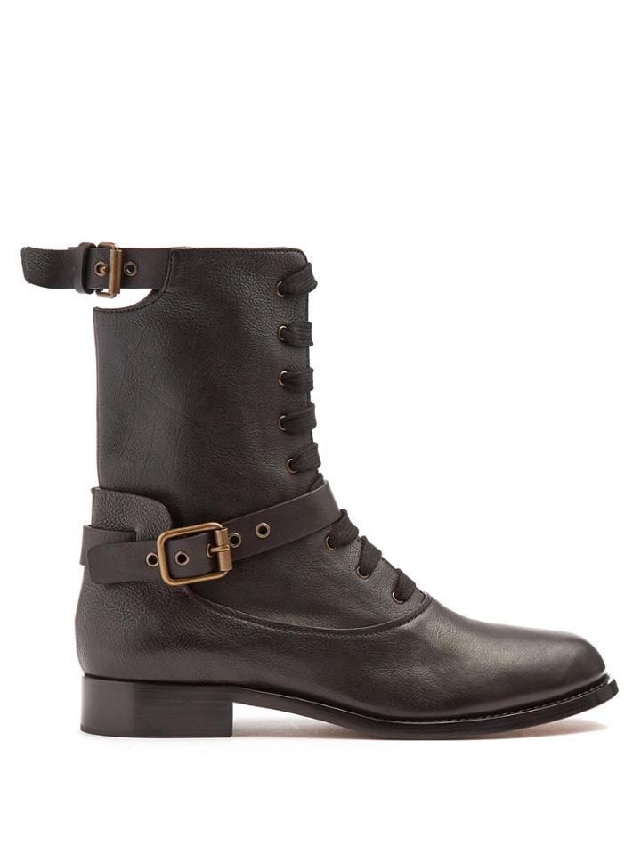 Chloé Otto Leather Ankle Boots