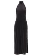 Norma Kamali - Halterneck Lam-jersey Maxi Dress - Womens - Black