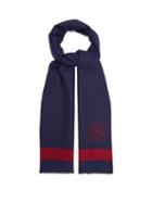 Matchesfashion.com Loewe - Stripe Intarsia Wool And Silk Blend Scarf - Mens - Navy Multi