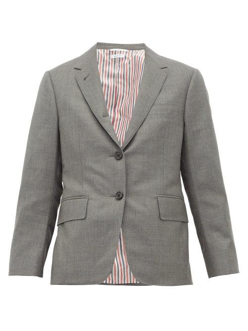 Matchesfashion.com Thom Browne - Single Breasted Short Wool Blazer - Womens - Grey