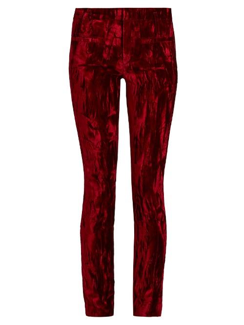Haider Ackermann Madame Skinny-leg Velvet And Leather Trousers
