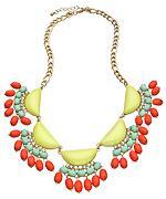 Gold With Crystals Coral Mint And Yellow Crescents
