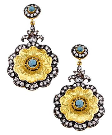 Flower Shaped Turquoise And Cz