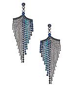 Gunmetal And Shades Of Blue Rhinestone Fringe
