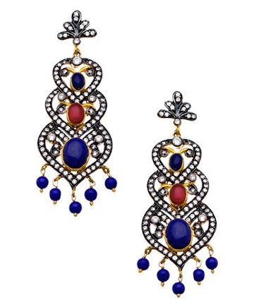 Triple Leaf Lapis Chandelier