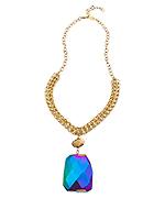 Gold And Peacock Pendant Necklace