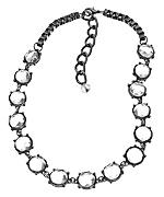 Gunmetal And Crystal Station Necklace