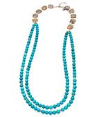Fossil Coral And Turquoise Double Beaded Necklace