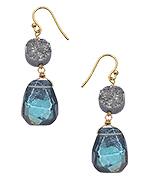 Gold Rainbow Blue Druzy And Blue Opal Teardrop