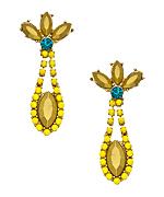 Yellow Beaded Gold And Crystal Teardrop