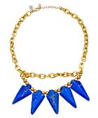 Blue And Gold Spiked Choker Necklace