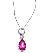 Pink Topaz Diamond Teardrop Pendant Necklace
