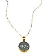 Gold Round Monogram Photo Locket Necklace