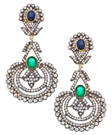 Gold Cz Green And Blue Jai Ho