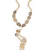 Fossil Coral Chain Tassel Necklace