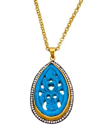 Turquoise Carved Pendant Necklace