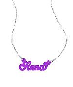 Purple Acrylic Nameplate Necklace