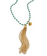 Gold And Turquoise Beaded Chain Rosary With Tassel And