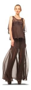 Max Studio Chiffon Pleated Long Skirt-black