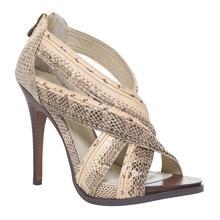 Max Studio Snakeskin Multi-strap Heels-beige