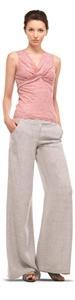 Max Studio Crossdyed Linen Trousers-grey/white