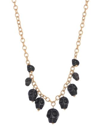 Graduated Black Skull Necklace