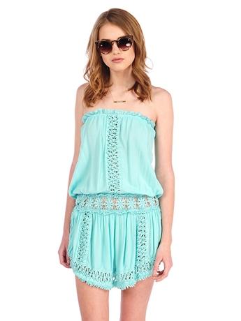 Surf Gypsy By Vintage Havana Tube Crochet Trim Mini Dress