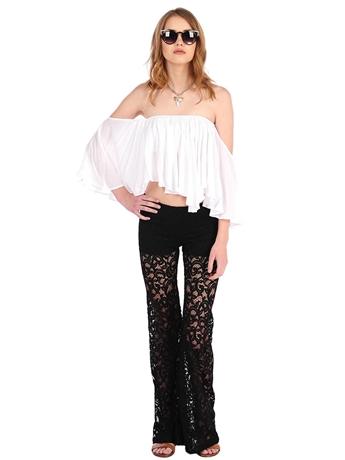 Surf Gypsy By Vintage Havana Ruffle Drape Sleeve Bandeau