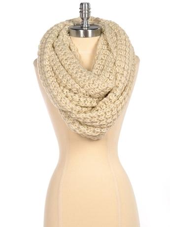 Paula Bianco Chunky Infinity Scarf In Beige
