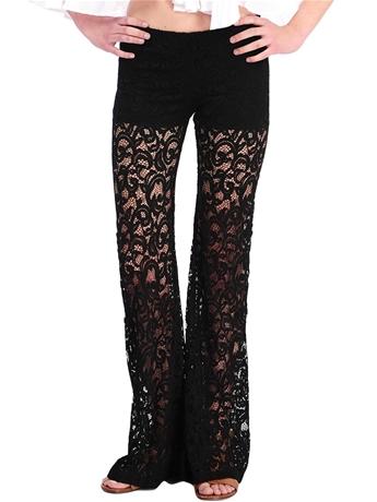 Surf Gypsy By Vintage Havana Stretch Crochet Bell Bottom Pants