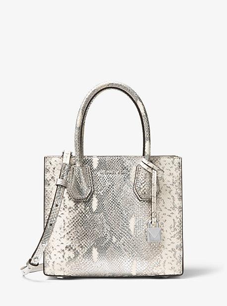 Michael Michael Kors Mercer Metallic Snake-embossed Leather Crossbody
