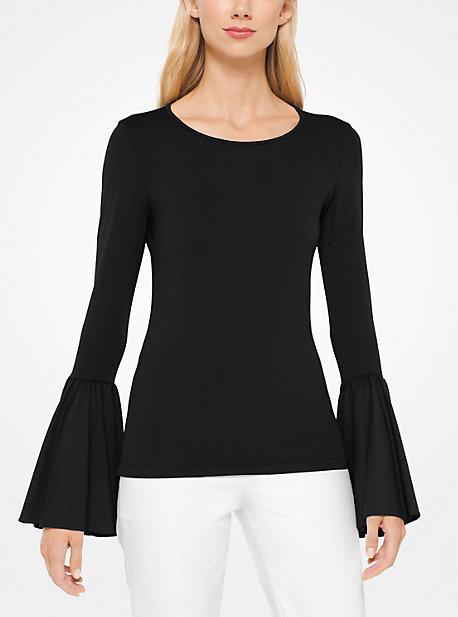 Michael Kors Collection Stretch Matte-jersey Bell-cuff Top