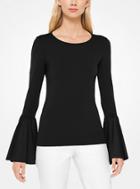 Michael Kors Collection Stretch Matte-jersey Bell-cuff Top