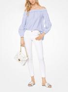 Michael Michael Kors Striped Cotton Off-the-shoulder Top
