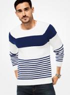 Michael Kors Mens Striped Cotton Ribbed Pullover