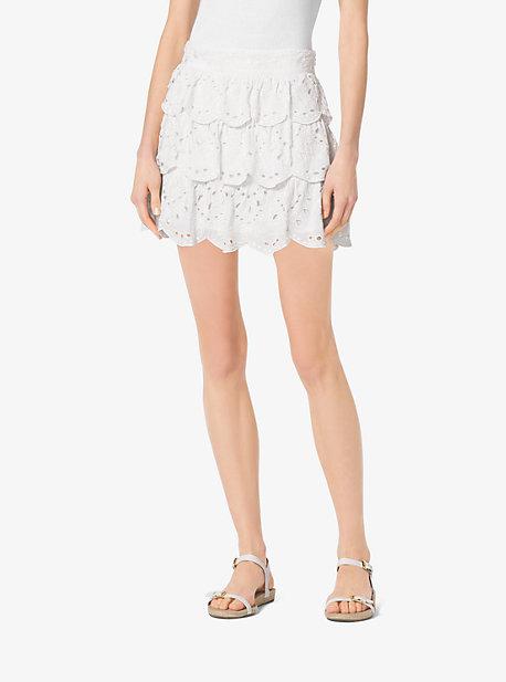 Michael Michael Kors Scalloped Eyelet-embroidered Cotton Skirt