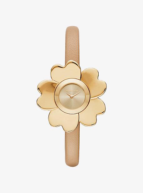 Michael Kors Mena Gold-tone And Leather Floral Watch