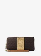 Michael Michael Kors Jet Set Travel Logo And Embossed-leather Continental Wristlet