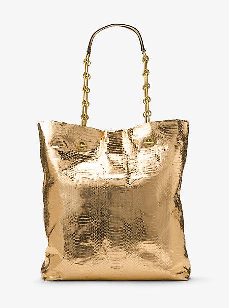 Michael Kors Collection Angelina Metallic Snakeskin Tote
