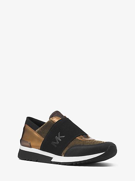 Michael Michael Kors Metallic And Canvas Logo Sneaker
