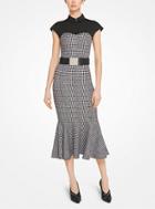 Michael Kors Collection Houndstooth Wool Jacquard Trumpet Dress