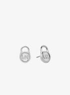Michael Kors Silver-tone Logo Lock Stud Earrings